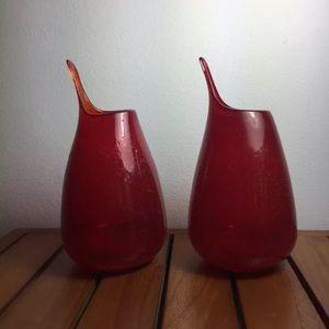 2 Matching Glass Vases